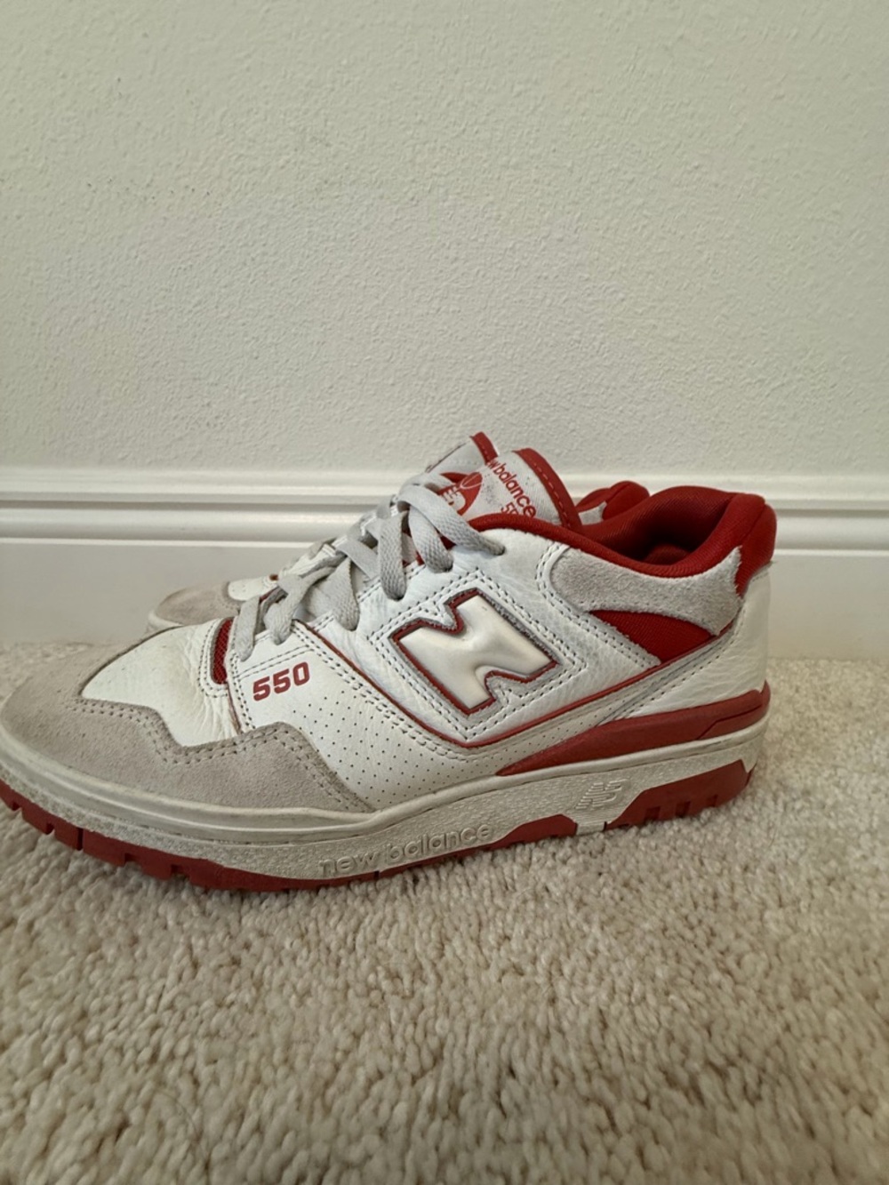 New Balance 550 White and Red Low-Top Sneaker